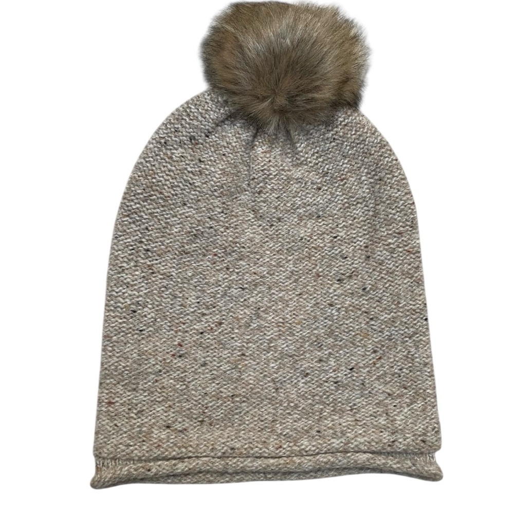 Madewell NWT Lambswool Faux Fur Pom Pom Beanie Oatmeal One Size